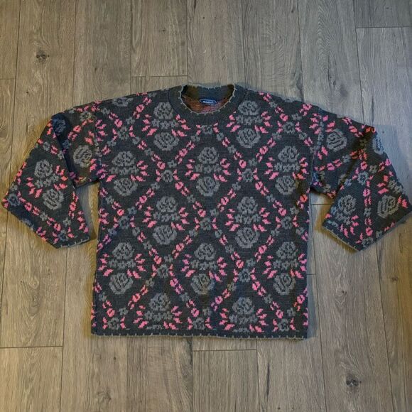 Vintage‎ 90’s Medallion Brand Floral Geometric Pattern Sweater Large Made in USA - Picture 1 of 4